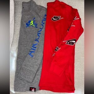 Nike & Jordan Long Sleeve Logo Tees - Red and Gray Collection - Boys Medium